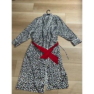 Vintage Saks Fifth Avenue Belted Wrap Kimono Robe Womens Size M Black Abstract